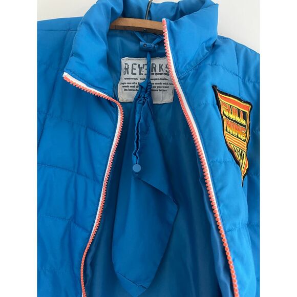 Retro Youth Puffer‎ Jacket W/Vintage Gullwing Army Patch Size 8 Skateboarding - Picture 6 of 11